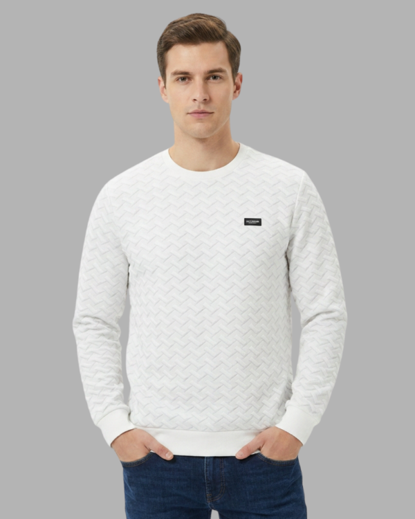 Premium Quilted Sweatshirt with pockets (White Fortress Chevron | XL )