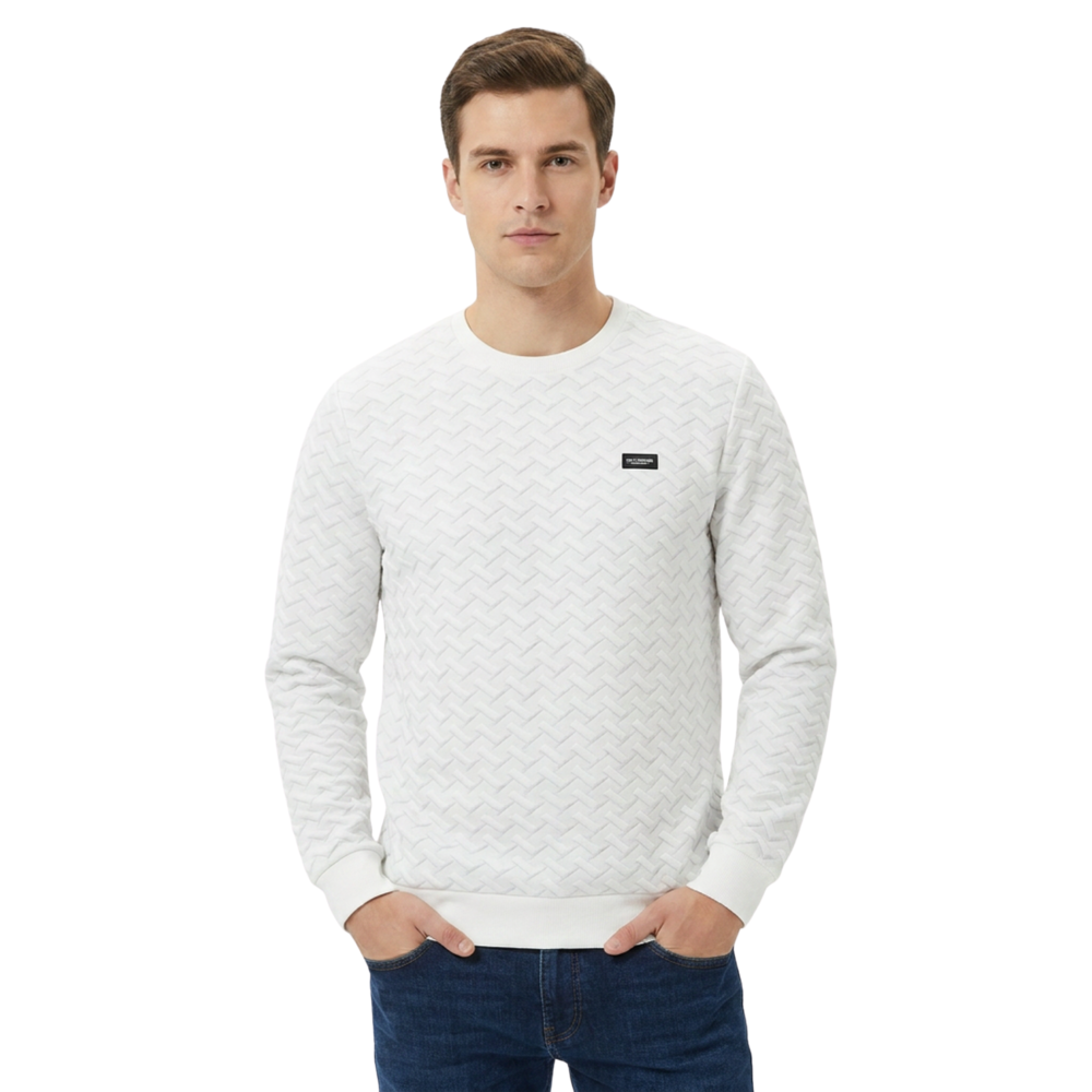 Premium Quilted Sweatshirt with pockets (White Fortress Chevron | XL )