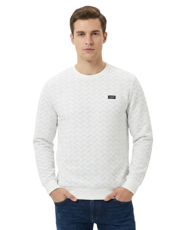 Premium Quilted Sweatshirt with pockets (White Fortress Chevron | XL )